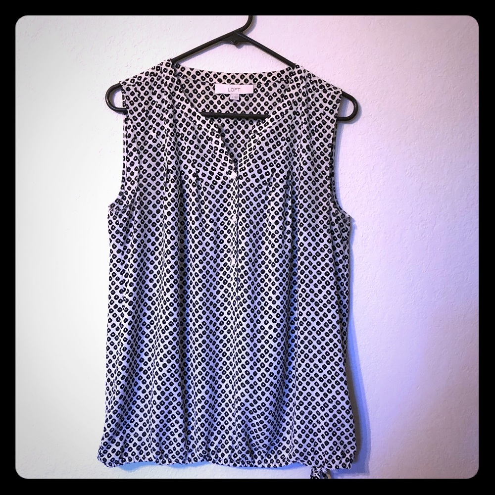 Loft Black and Cream Sleeveless Blouse